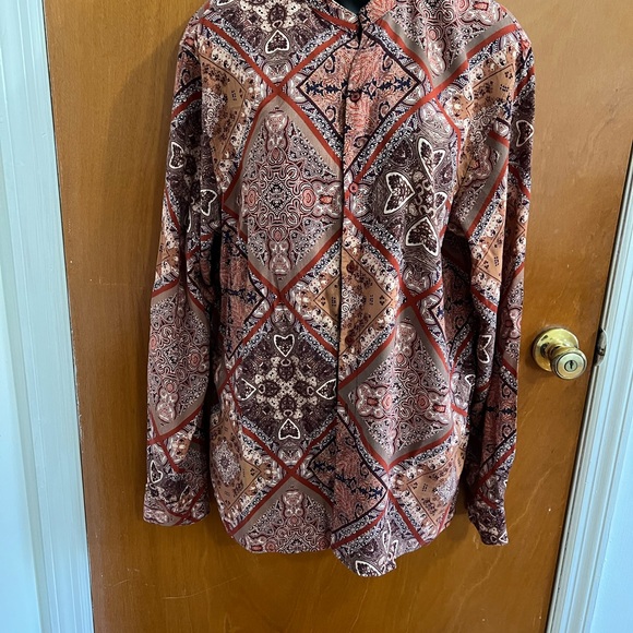 Zara Men's Geometric Pattern Jacket - Brown and Red - Picture 1 of 7
